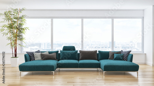 large luxury modern bright interiors room illustration 3D rendering © 3DarcaStudio