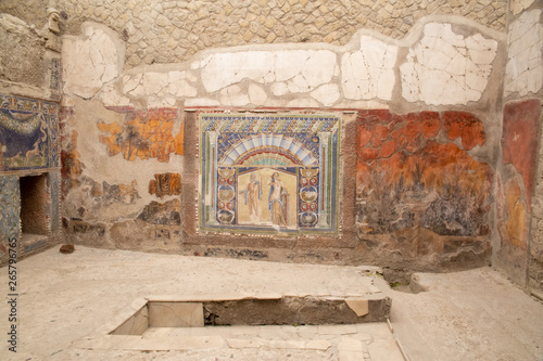 City of Herculaneum near Naples, Italy which was destroyed and buried during the eruption of Mount Vesuvius in 79 AD