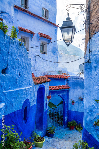 Amazing view of the street in the blue city of Chefchaouen. Location: Chefchaouen, Morocco, Africa. Artistic picture. Beauty world © olenatur