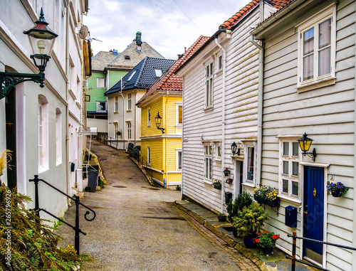 Traditional houses in the old town of Bergen, Norway. Bergen is the second largest city in Norway. © olenatur