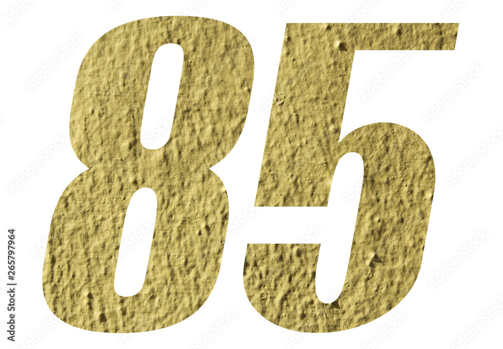 Number 85 with yellow wall on white background Number 85 with yellow wall on white background