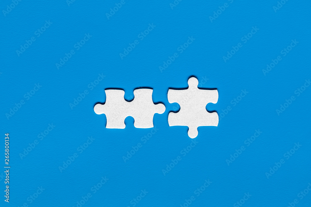 Closeup of jigsaw puzzle isolated. Missing jigsaw puzzle piece