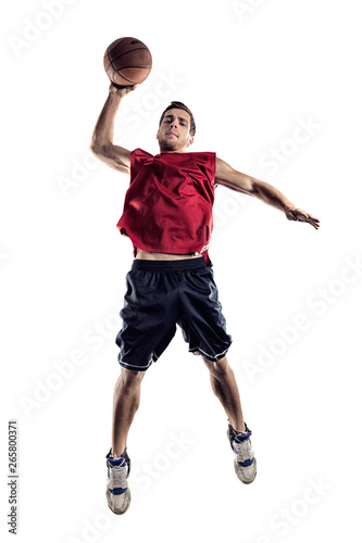 Basketball player in action isolated on white background © haeton