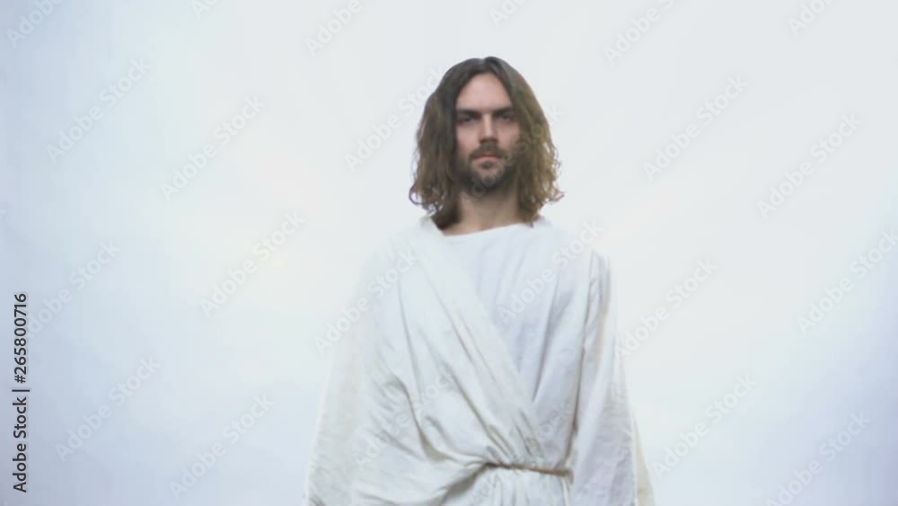 God in white robe giving light to people, concept of religious miracle, healing God in white robe giving light to people, concept of religious miracle, healing
