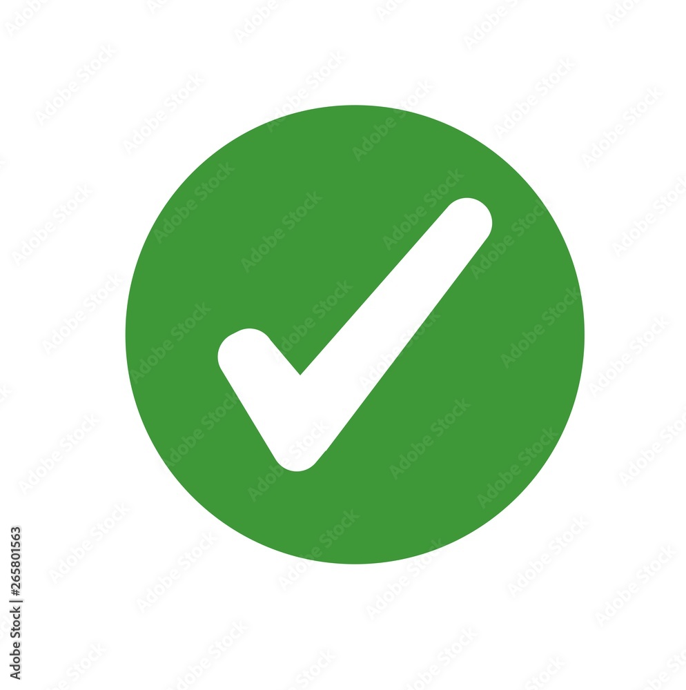 Flat icon check mark isolated on green circle. Vector illustration. Flat icon check mark isolated on green circle. Vector illustration.