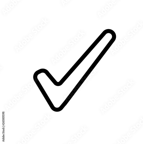 Checkmark line icon isolated on white background. Vector illustration.