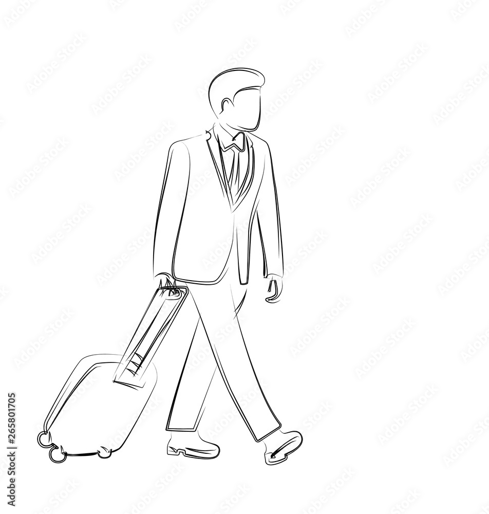 Businessman with suitcase ready for business trip Design. Businessman with suitcase ready for business trip Design.
