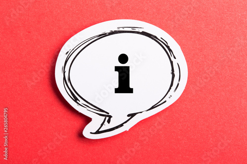 Information Sign Speech Bubble Isolated On Red Background