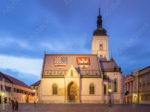 St. Marko's church in Zagreb at Dusk - Croatia