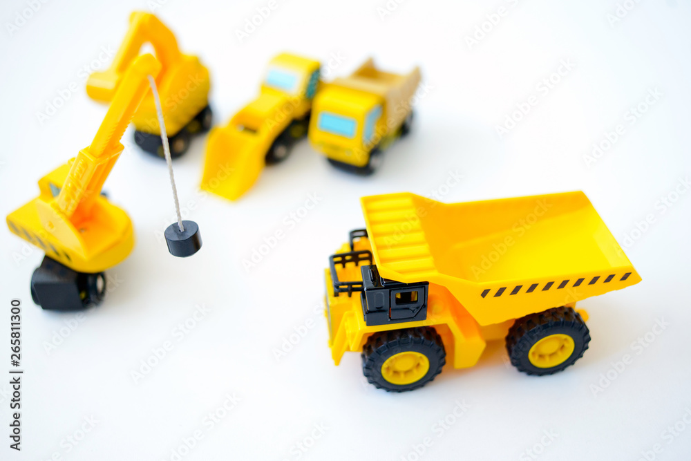 Construction machines, yellow toys