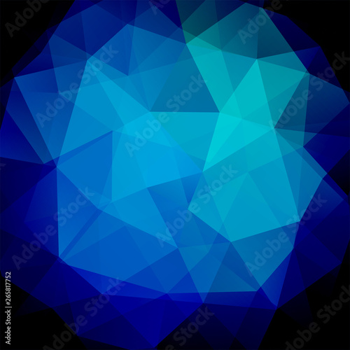 Polygonal vector background. Can be used in cover design, book design, website background. Vector illustration. Blue, black colors.