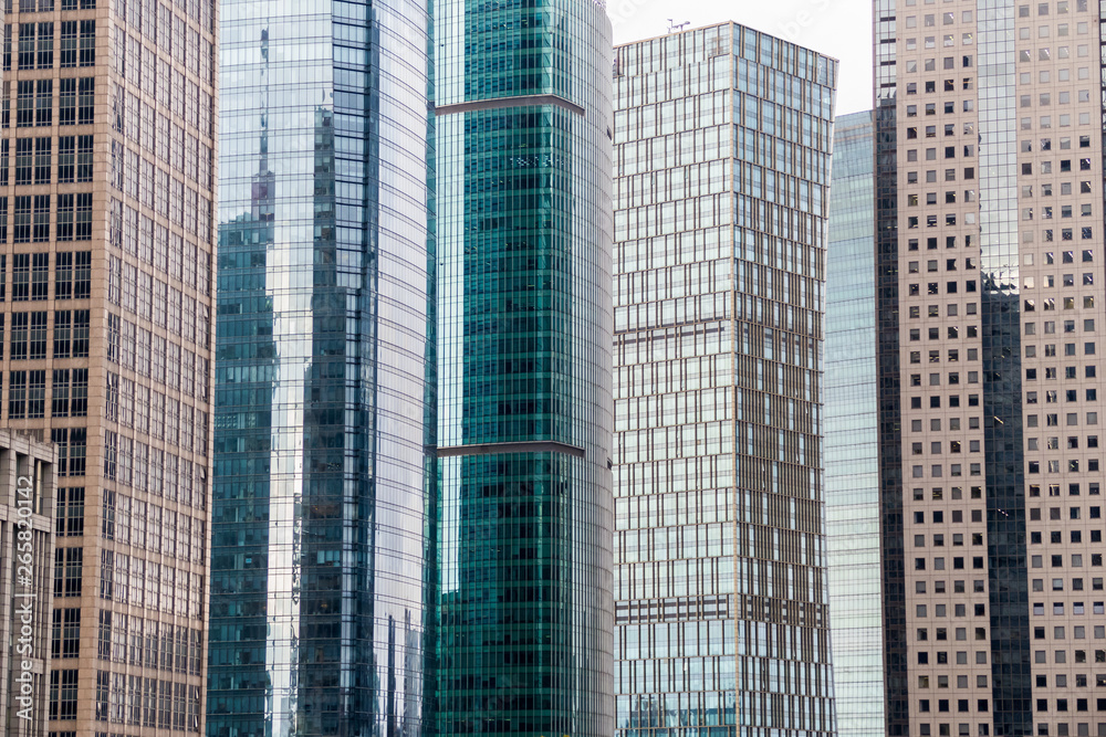 Skyscrapers of the Pudong area against the blue sky, Shanghai, China Skyscrapers of the Pudong area against the blue sky, Shanghai, China