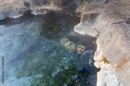 Boil the eggs in hot spring,Chaeson National Park,Lampang,Thailand