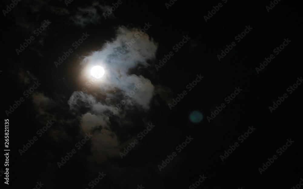 Black sky and bright moon