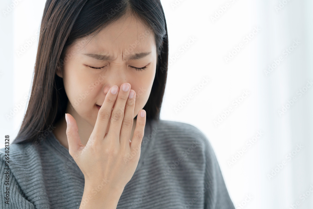 asian unhealthy woman feel cool with flu and cough all the time asian unhealthy woman feel cool with flu and cough all the time