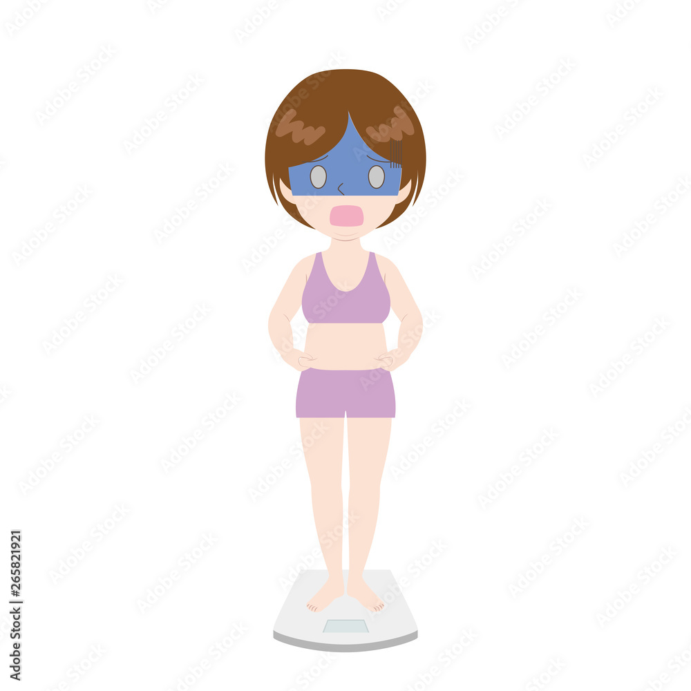 体重計の上で青ざめる女性 Stock Vector Adobe Stock