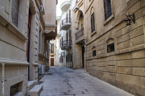 Baku  Azerbaijan  April 15  2017  Street of the old city of the capital of Baku with stone houses and narrow streets.