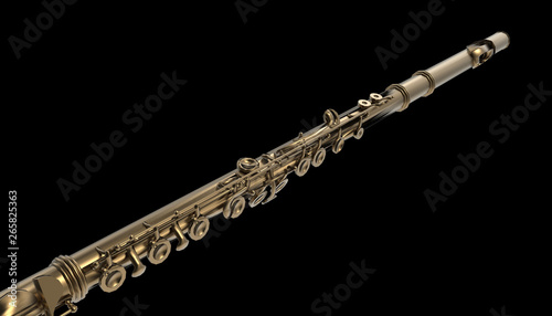 Flute Music classical Instrument musical instrument closeup on black background