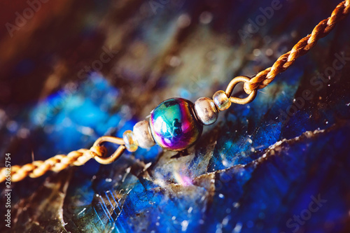 Mineral hematite stone bead tiny bracelet detail