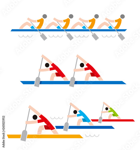  Rowing race icons. Three simple illustrations of sport rowers.Vector available.