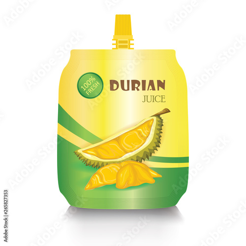 Durian juice package on a white background.