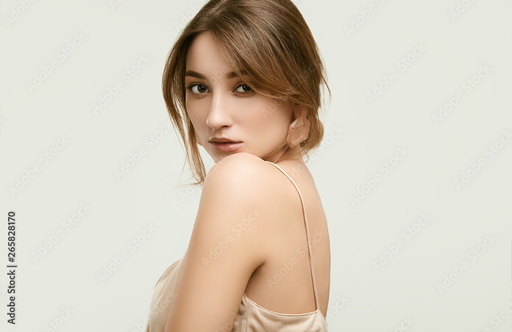 Sensual portrait of glamor woman model isolated on white Sensual portrait of glamor woman model isolated on white