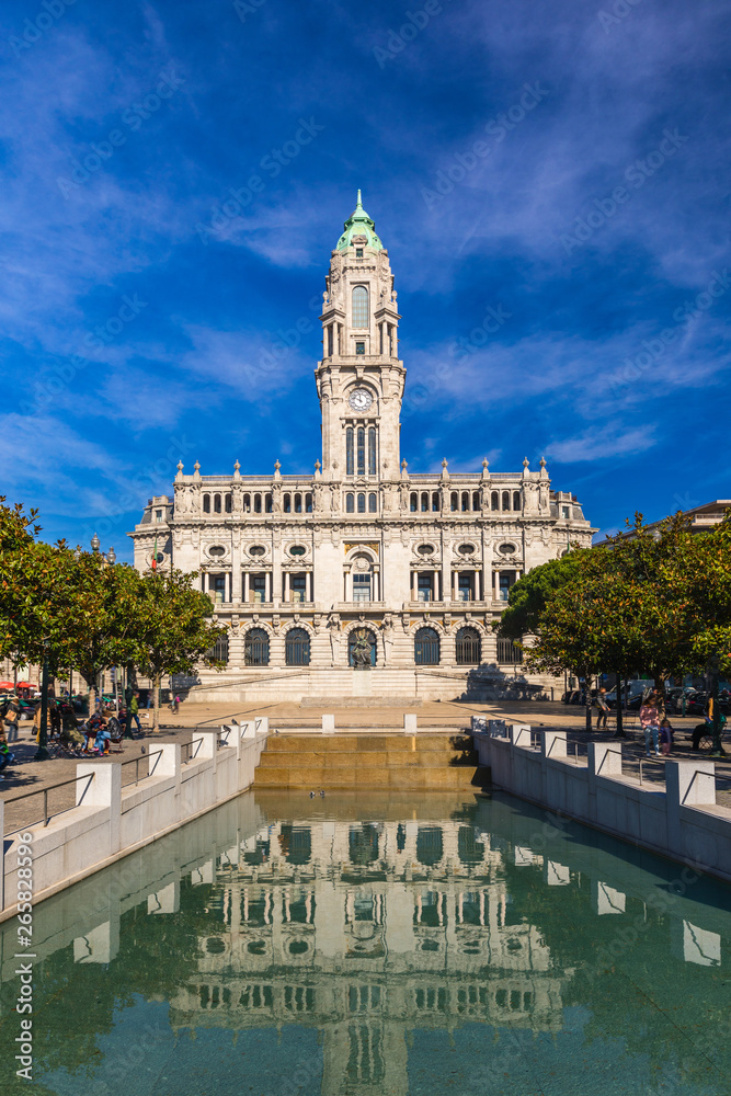 Fototapeta premium Porto City Hall on Liberdade Square, Porto, Portugal