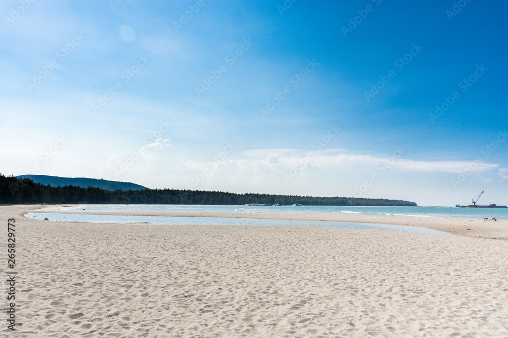 blue sky and white sand in a holiday