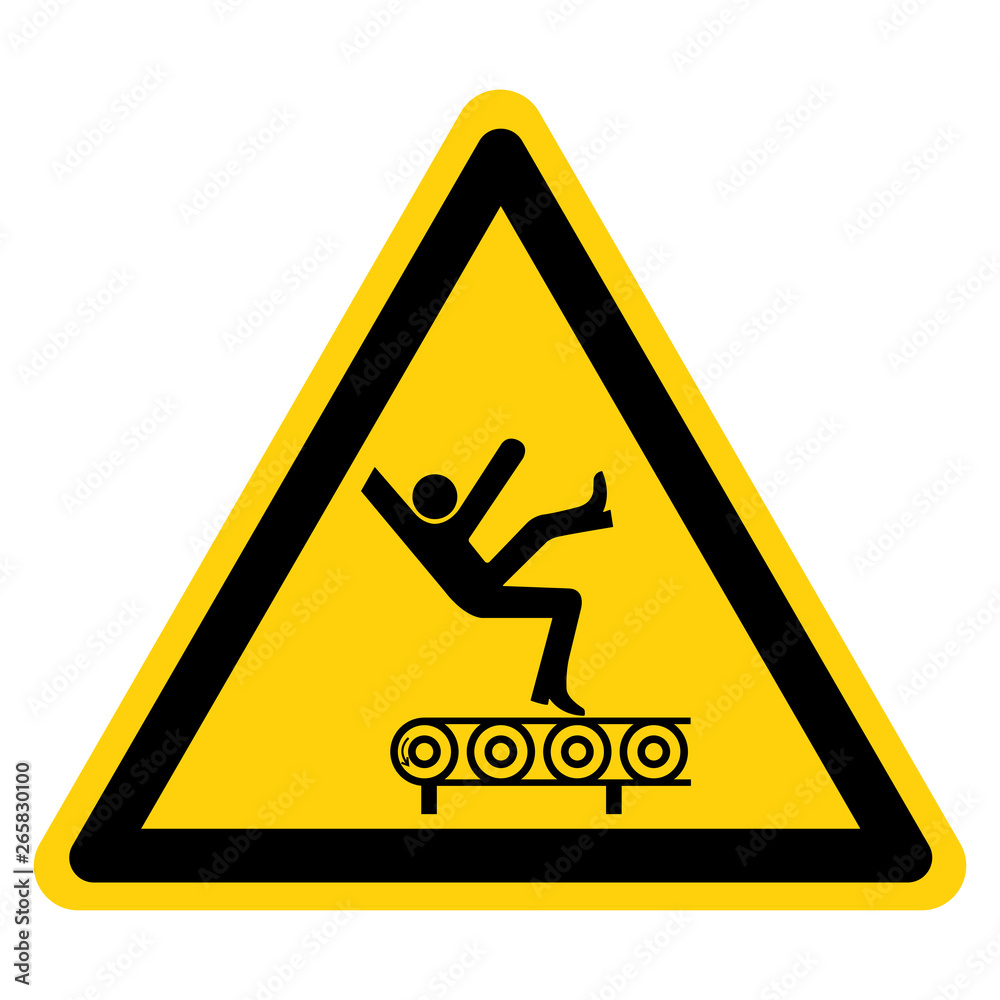 Fall Hazard From Conveyor Symbol Sign, Vector Illustration, Isolate On White Background Label .EPS10 Fall Hazard From Conveyor Symbol Sign, Vector Illustration, Isolate On White Background Label .EPS10