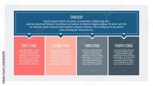 Business infographics with 4 steps, options. Vector banner.
