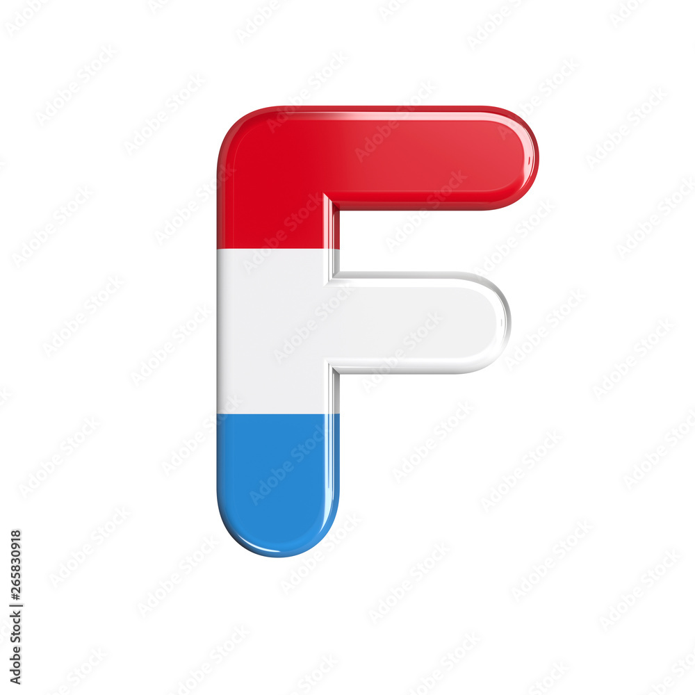 Luxembourg letter F - Upper-case 3d Luxembourgish flag font - suitable for Luxembourg, flag or finance related subjects Luxembourg letter F - Upper-case 3d Luxembourgish flag font - suitable for Luxembourg, flag or finance related subjects