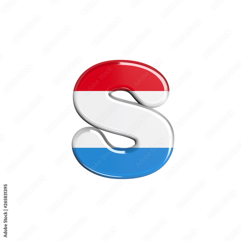 Luxembourg letter S - Lowercase 3d Luxembourgish flag font - Suitable for Luxembourg, flag or finance related subjects Luxembourg letter S - Lowercase 3d Luxembourgish flag font - Suitable for Luxembourg, flag or finance related subjects