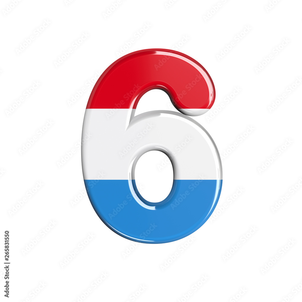 Luxembourg number 6 - 3d Luxembourgish flag digit - Suitable for Luxembourg, flag or finance related subjects Luxembourg number 6 - 3d Luxembourgish flag digit - Suitable for Luxembourg, flag or finance related subjects