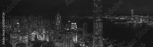 Hong Kong nocy widok w Czarny i biały