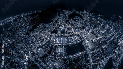 Photography Hong Kong night view in Black and white