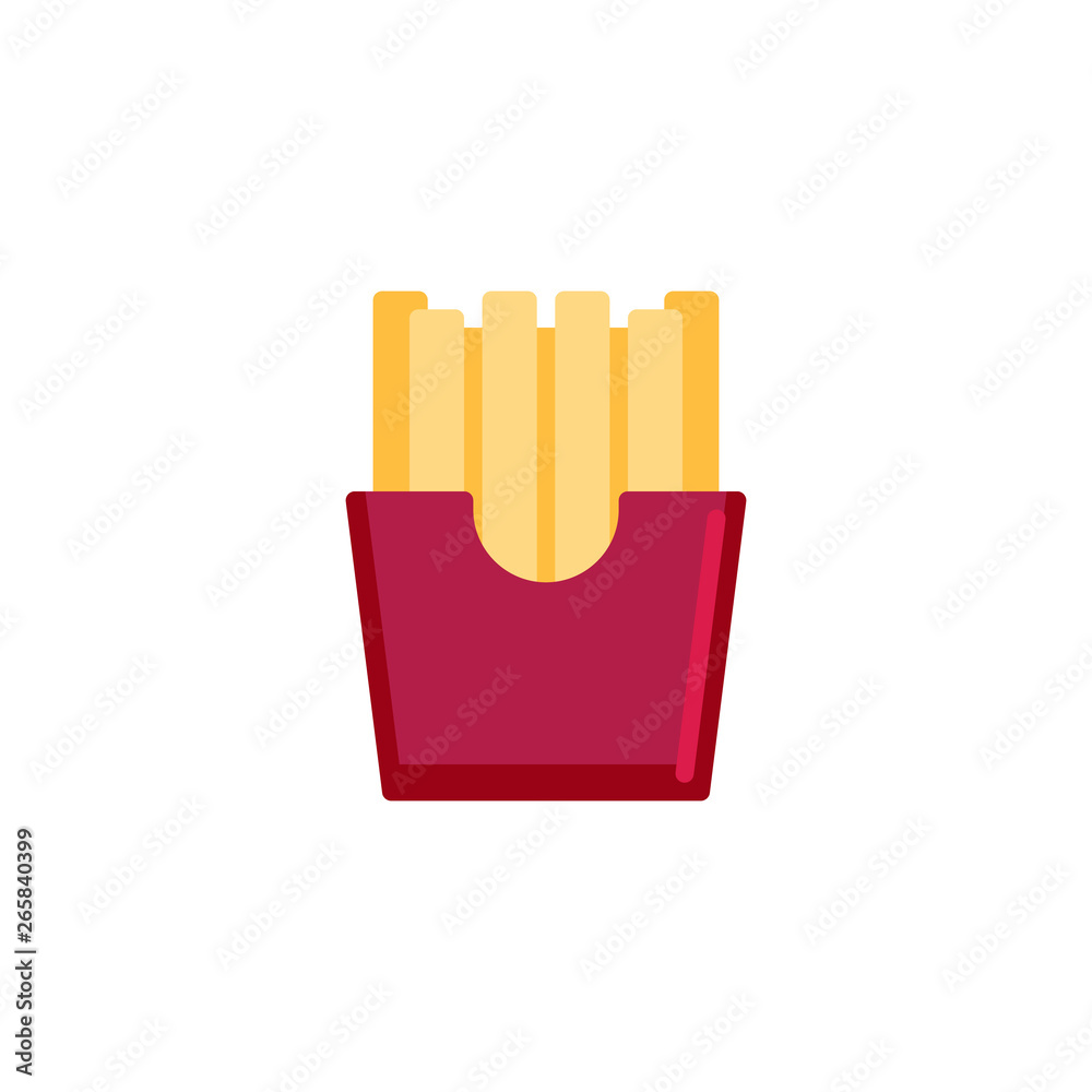 French fries flat icon, vector sign, Fried potato sticks colorful pictogram isolated on white. Fast food symbol, logo illustration. Flat style design French fries flat icon, vector sign, Fried potato sticks colorful pictogram isolated on white. Fast food symbol, logo illustration. Flat style design