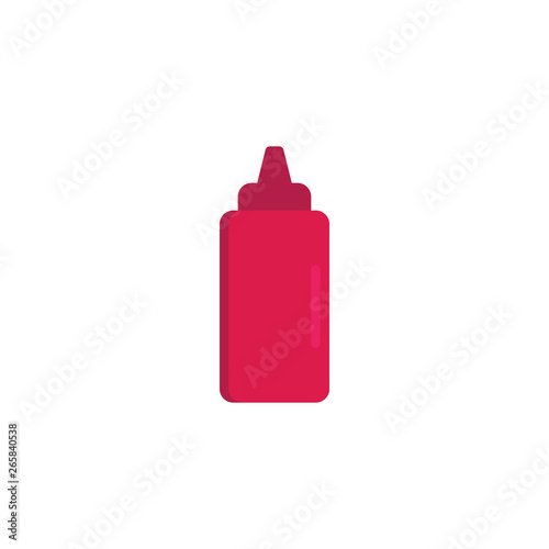 Bottle of Ketchup flat icon, vector sign, tomato ketchup bottle colorful pictogram isolated on white. Symbol, logo illustration. Flat style design