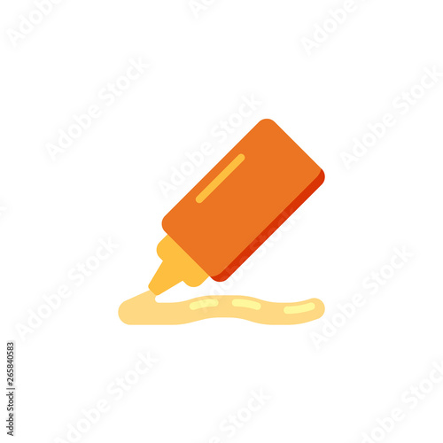 Tube of mustard flat icon, vector sign, mustard sauce bottle colorful pictogram isolated on white. Symbol, logo illustration. Flat style design