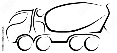 Dynamic vector illustration of a european mixer truck with four axles