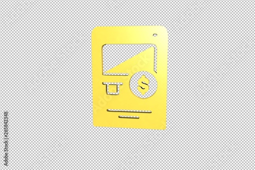 3D illustration of Perks, yellow color with transparent background.