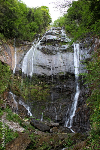 waterfalls of the Acquapendente in Garfagnana on the Apuan Alps in Tuscany photo