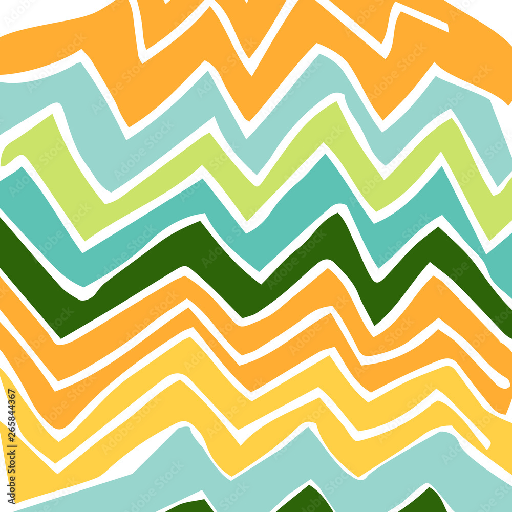Abstract wallpaper with yellow, green and blue zigzag. Cartoon modern  poster. Stock Vector | Adobe Stock