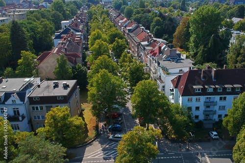 Sommer im Wohngebiet Luftbild photo