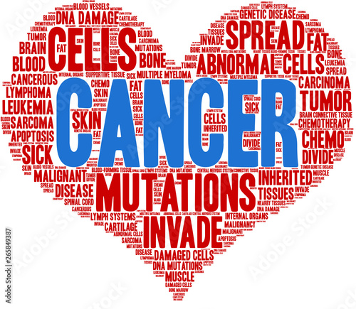 Cancer word cloud on a white background. 