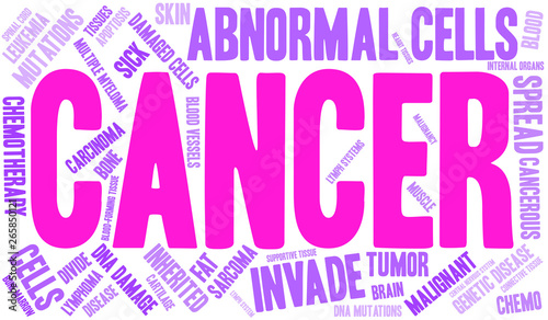 Cancer word cloud on a white background. 