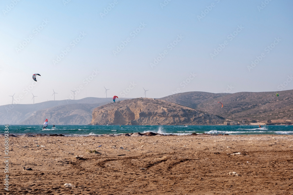 Obraz premium wind energy on Prasonisi, Rhodes, Greece