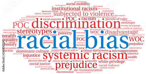  Racial Bias Word Cloud on a white background. 