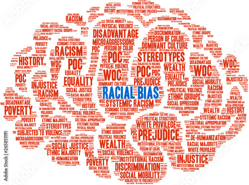  Racial Bias Word Cloud on a white background. 