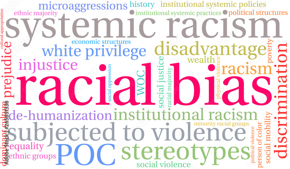 Fototapeta premium Racial Bias Word Cloud on a white background. 