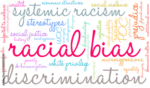  Racial Bias Word Cloud on a white background. 